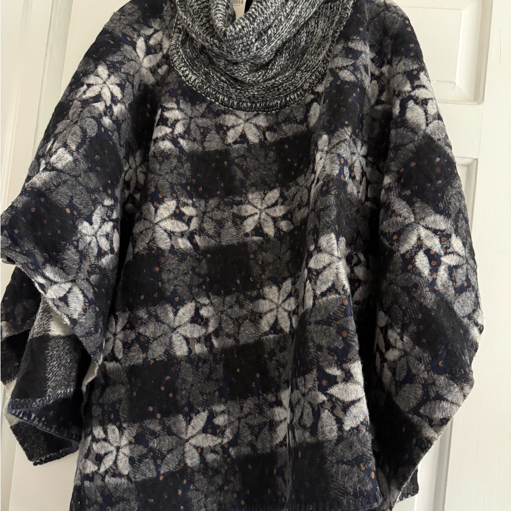 Anthropologie Reversible Poncho with Cowl Neck